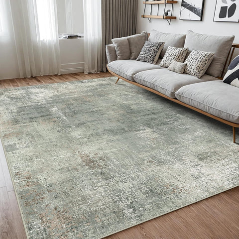 GENIMO Modern Abstract Textured Machine Washable Area Rug Green