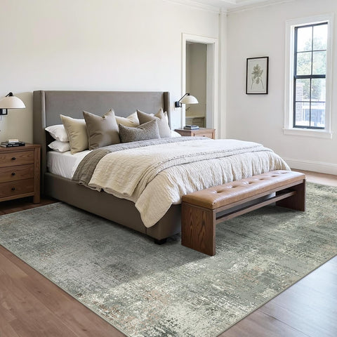GENIMO Modern Abstract Textured Machine Washable Area Rug Green