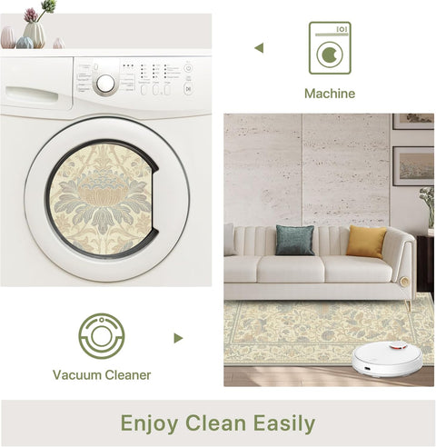 GENIMO Aesthetic Floral Pattern Print Area Rug