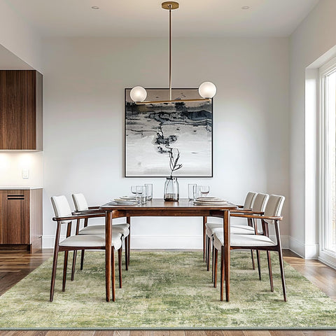 GENIMO Modern Healing Green Abstract Textured Washable Area Rug