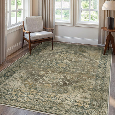 GENIMO Machine Washable Symmetrical Totem Print Non-Slip Area Rug