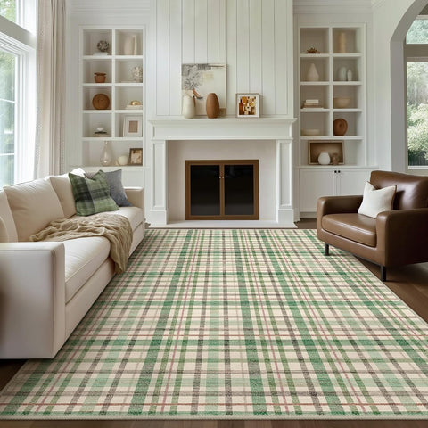 GENIMO Classic Plaid Print Machine Washable Non-Slip