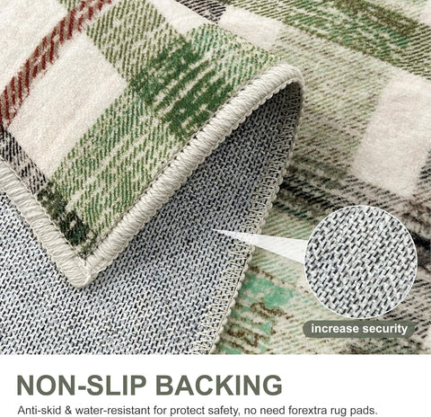 GENIMO Classic Plaid Print Machine Washable Non-Slip