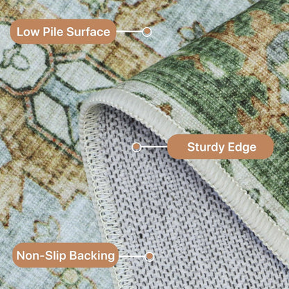 GENIMO Non Slip Indoor Soft Distressed Lightweight Thin Low Pile Area Rug
