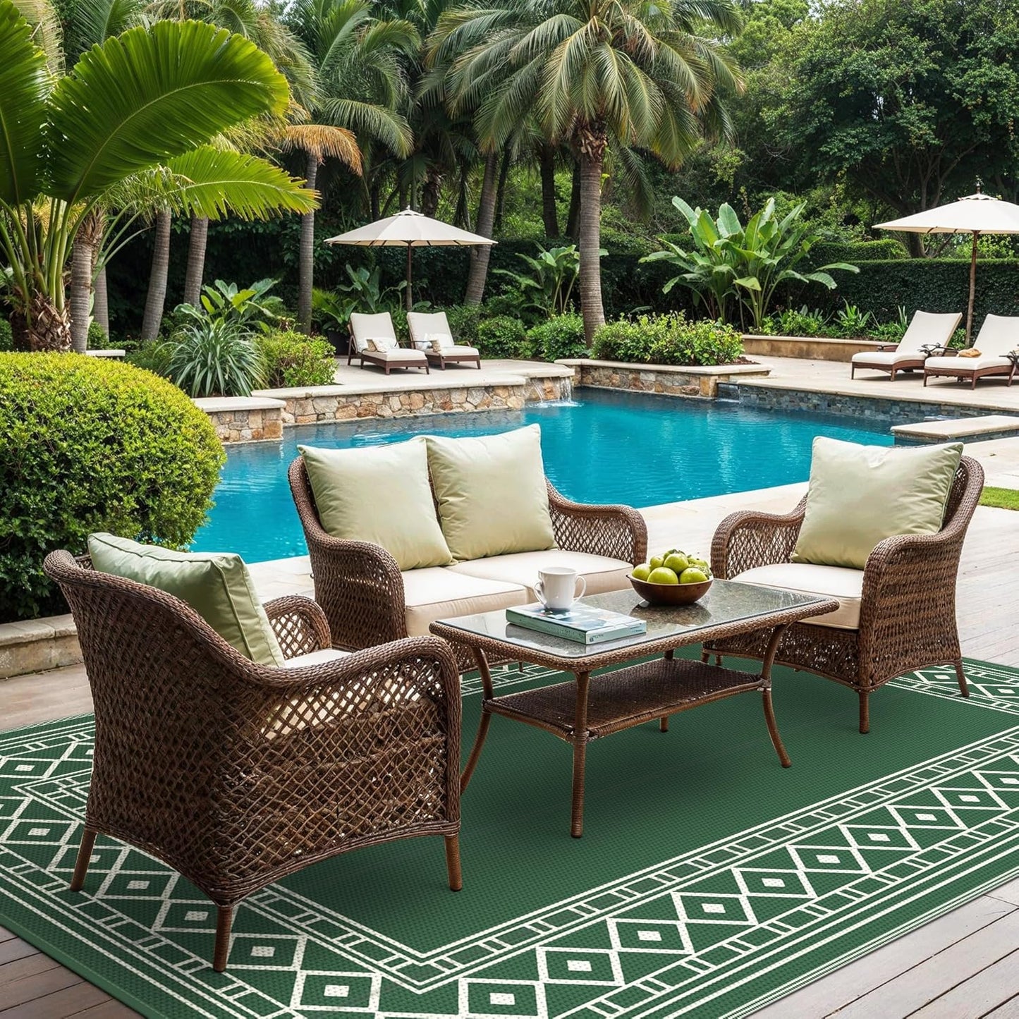 GENIMO Bohemian Style Waterproof Outdoor Rug