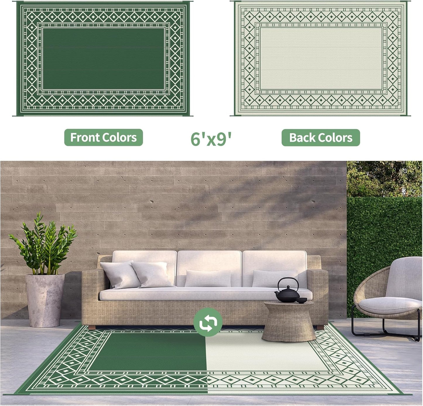 GENIMO Bohemian Style Waterproof Outdoor Rug