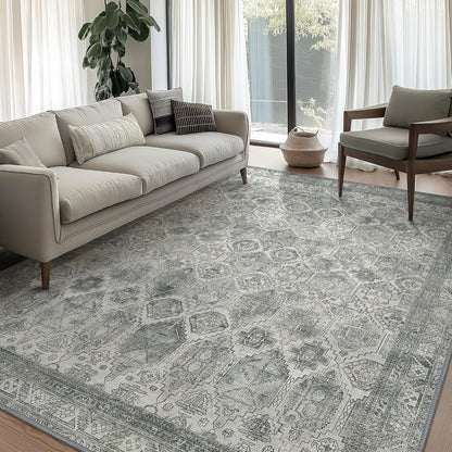 GENIMO Vintage Classic Print Washable Area Rug Gray