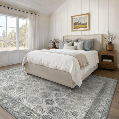 GENIMO Vintage Classic Print Washable Area Rug Gray