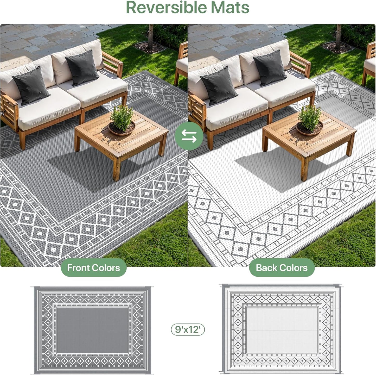 GENIMO Bohemian Style Waterproof Outdoor Rug