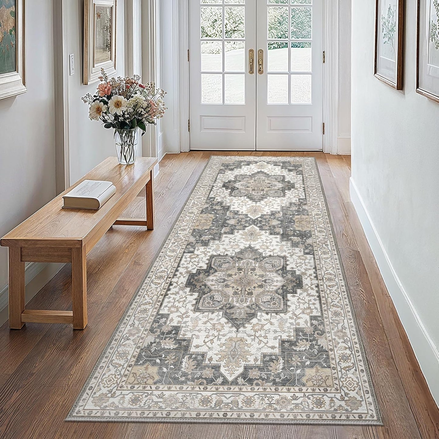 GENIMO Gorgeous Vintage Bohemian Print Machine Washable Runner Rug