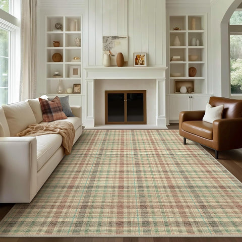 GENIMO Classic Plaid Print Machine Washable Non-Slip