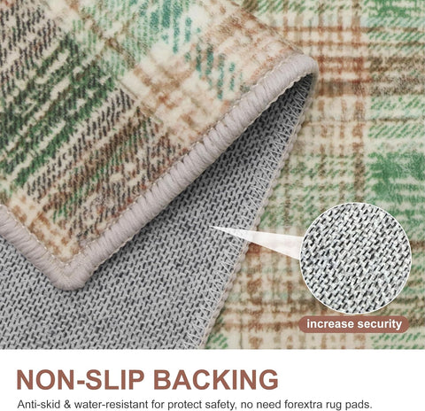 GENIMO Classic Plaid Print Machine Washable Non-Slip
