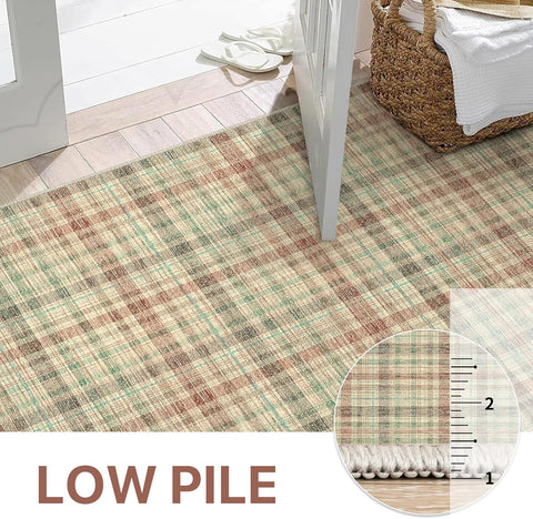 GENIMO Classic Plaid Print Machine Washable Non-Slip