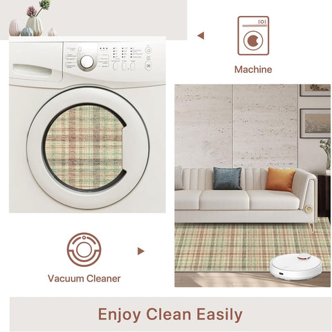 GENIMO Classic Plaid Print Machine Washable Non-Slip
