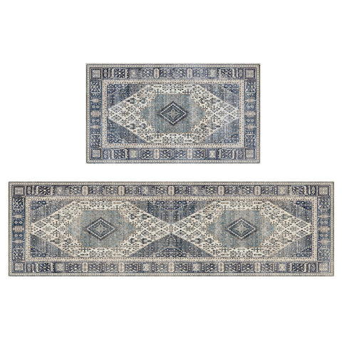 GENIMO 2Pcs Anti Fatigue Padded Kitchen Floor Mat Non Slip Washable Runner Rug for Sink in Persian