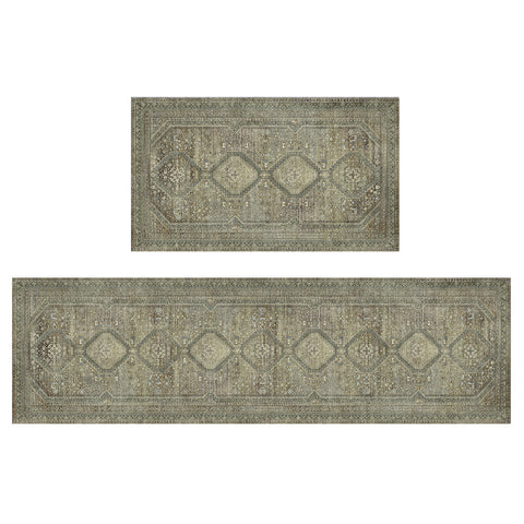 GENIMO 2Pcs Anti Fatigue Cushioned Kitchen Mats for Floor Oriental Washable Runner Rug