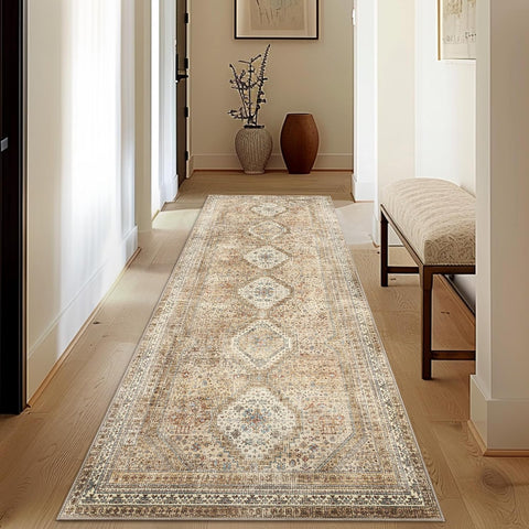 GENIMO Machine Washable Runner Rug Non Slip Carpet with Gripper