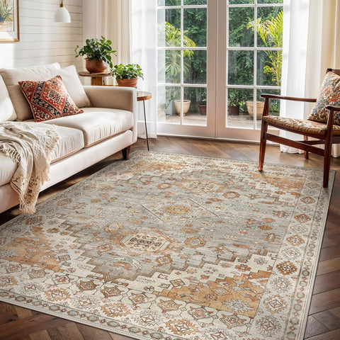 GENIMO Washable Low Pile Bohemian Mandala Breath Area Rug
