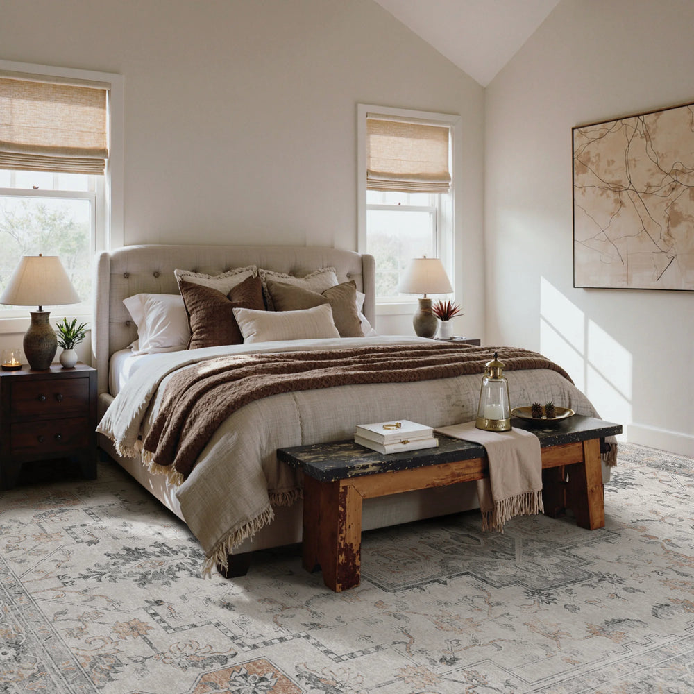 Daria Wash-Free Persian Tribal Rug in Light Taupe | GENIMO
