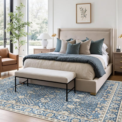 GENIMO Vintage Floral Rug Non-Shedding Distressed Area Rug