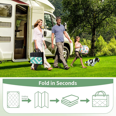 GENIMO Rhombic Printed Double Sided Waterproof Outdoor Rug Green