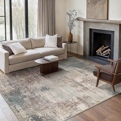GENIMO Modern Abstract Textured Machine Washable Area Rug Red