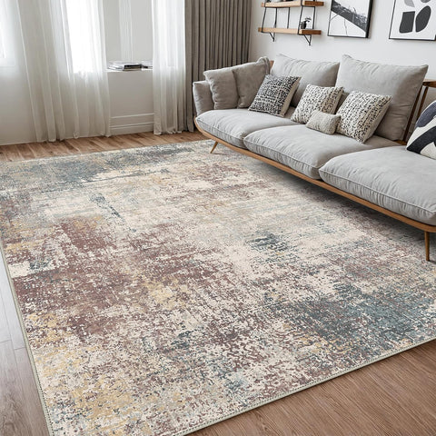 GENIMO Modern Abstract Textured Machine Washable Area Rug Red