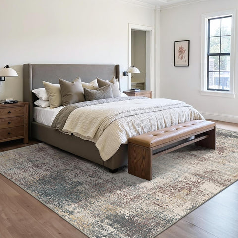 GENIMO Modern Abstract Textured Machine Washable Area Rug Red