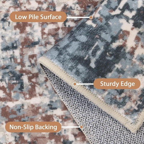 GENIMO Modern Abstract Textured Machine Washable Area Rug Red