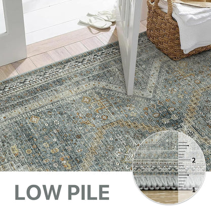 GENIMO Machine Washable Runner Rug Non Slip Carpet with Gripper