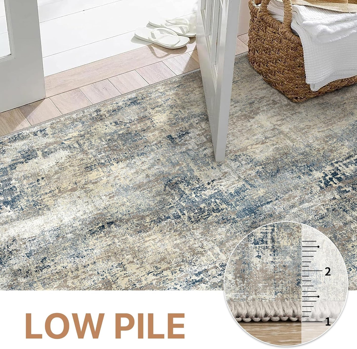 GENIMO Modern Foggy Abstract Texture Washable Area Rug