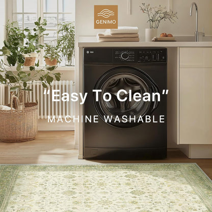 GENIMO Machine Washable Non Slip Artistic Area Rug Light Green
