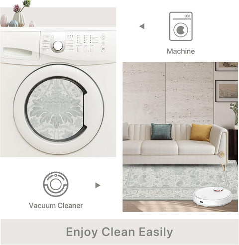 GENIMO Aesthetic Floral Pattern Print Area Rug