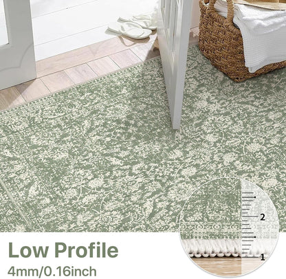 GENIMO Flourishing Floral Print Machine Washable Area Rug