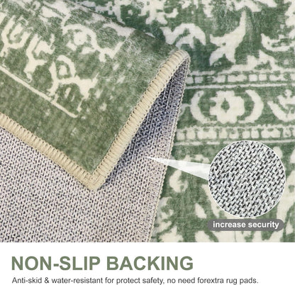 GENIMO Flourishing Floral Print Machine Washable Area Rug