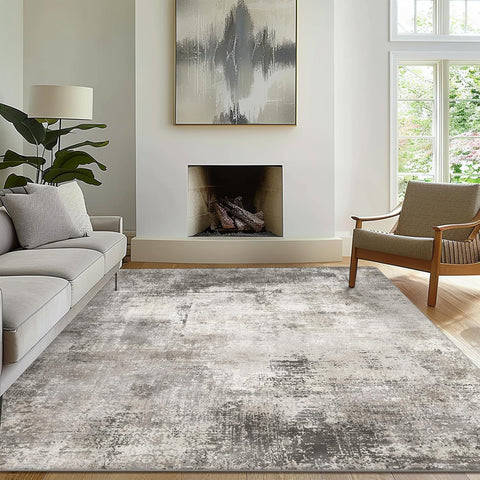 GENIMO Modern Abstract Textured Machine Washable Area Rug Gray