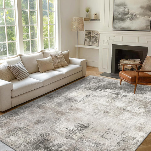 GENIMO Modern Abstract Textured Machine Washable Area Rug Gray