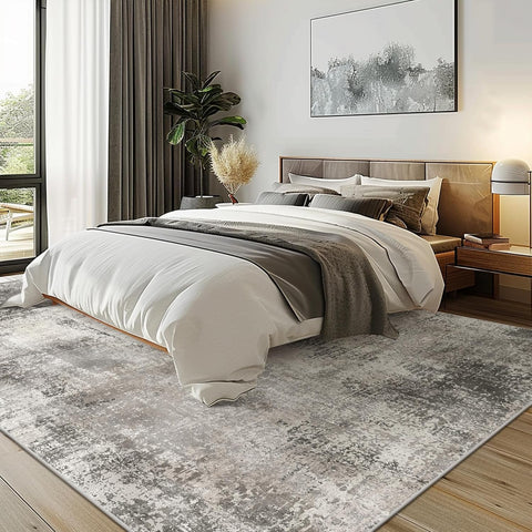 GENIMO Modern Abstract Textured Machine Washable Area Rug Gray