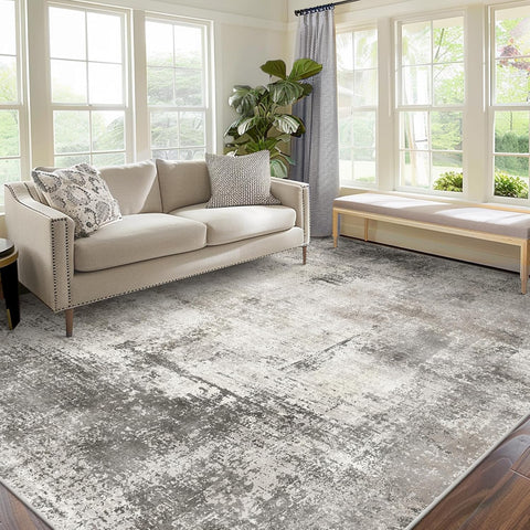 GENIMO Modern Abstract Textured Machine Washable Area Rug Gray