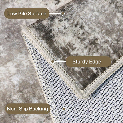 GENIMO Modern Abstract Textured Machine Washable Area Rug Gray