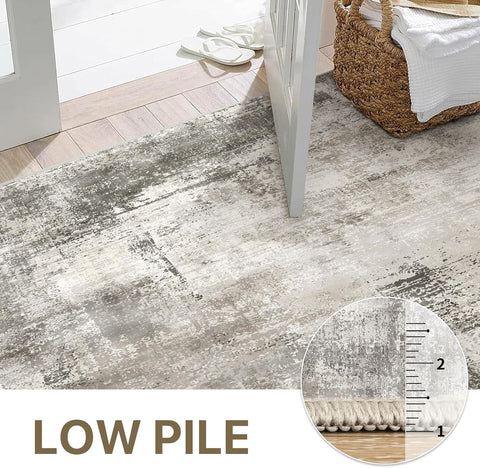 GENIMO Modern Abstract Textured Machine Washable Area Rug Gray
