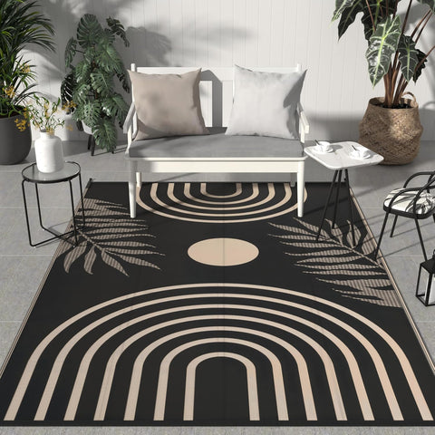 GENIMO Oval Stripe Geometric Pattern Reversible Waterproof Outdoor Rug