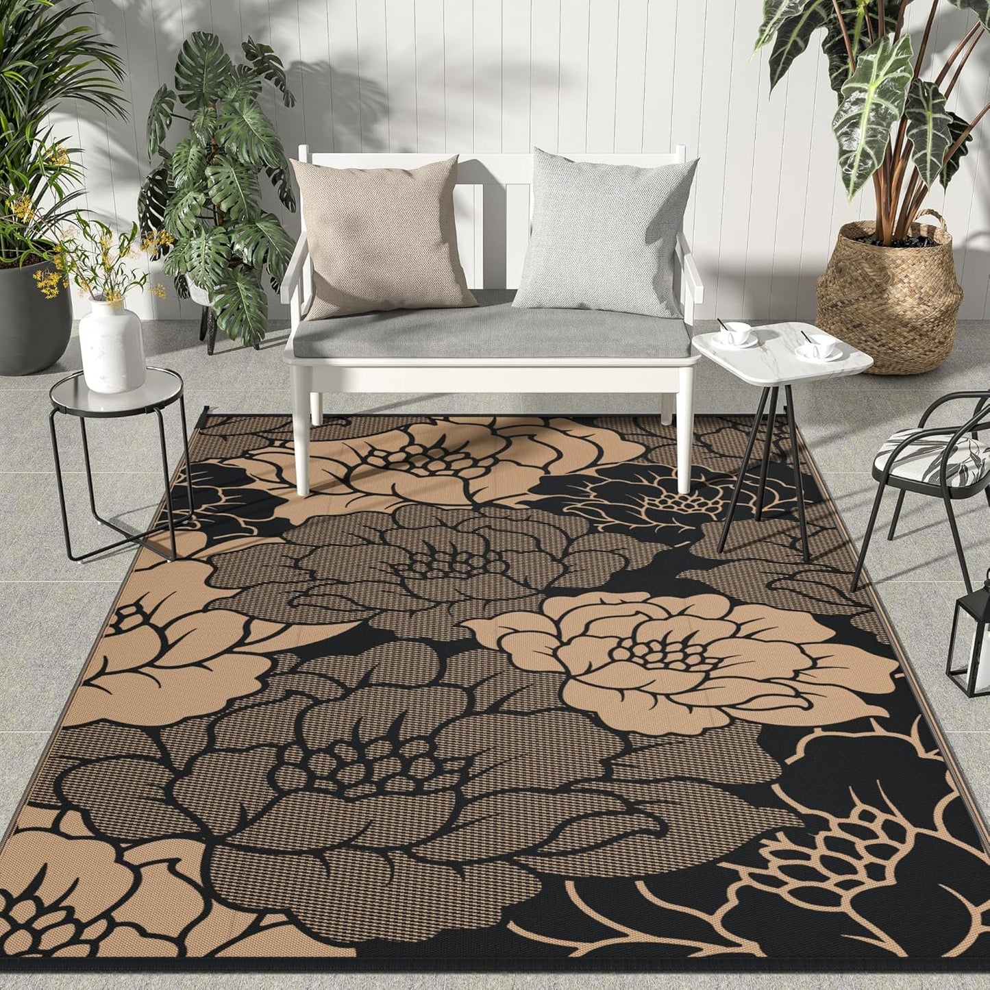 GENIMO Multi Floral Double Sided Waterproof Outdoor Rug