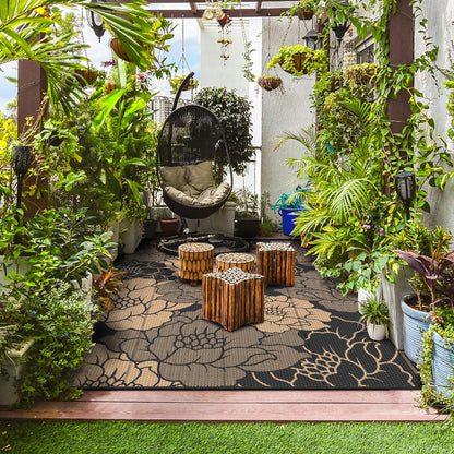 GENIMO Multi Floral Double Sided Waterproof Outdoor Rug