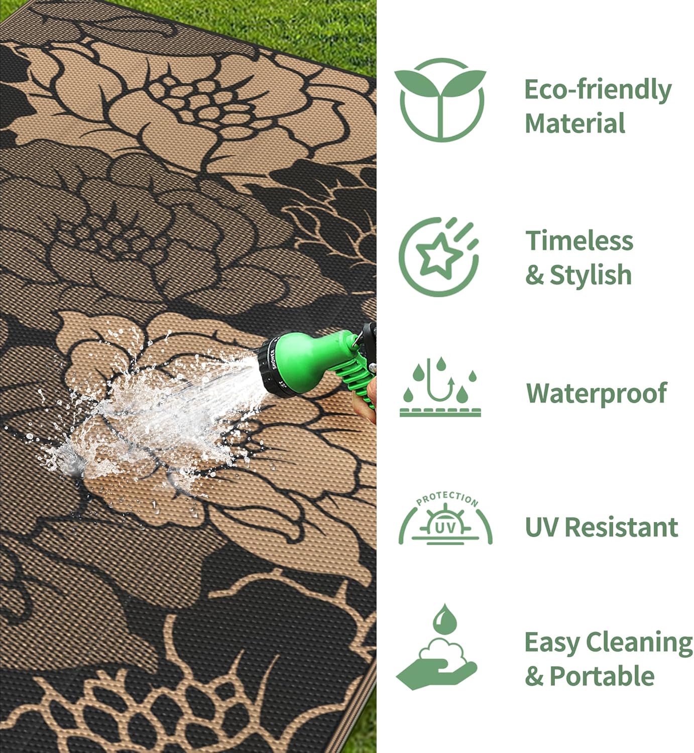 GENIMO Multi Floral Double Sided Waterproof Outdoor Rug