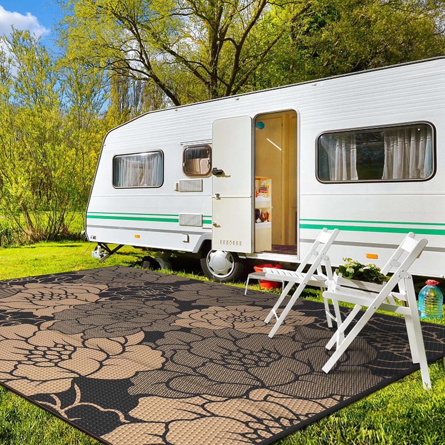 GENIMO Multi Floral Double Sided Waterproof Outdoor Rug