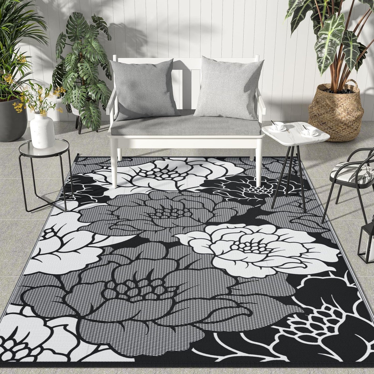 GENIMO Multi Floral Double Sided Waterproof Outdoor Rug