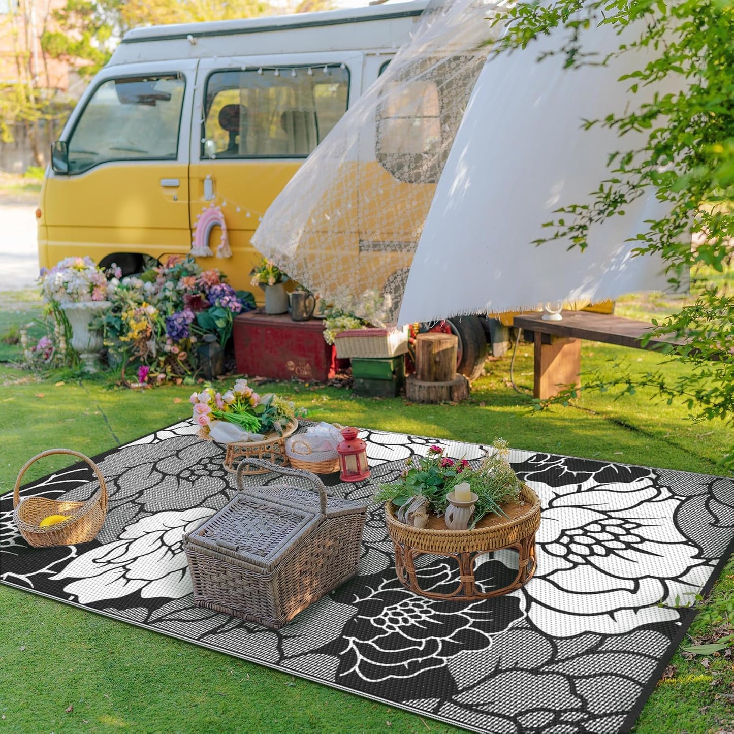 GENIMO Multi Floral Double Sided Waterproof Outdoor Rug