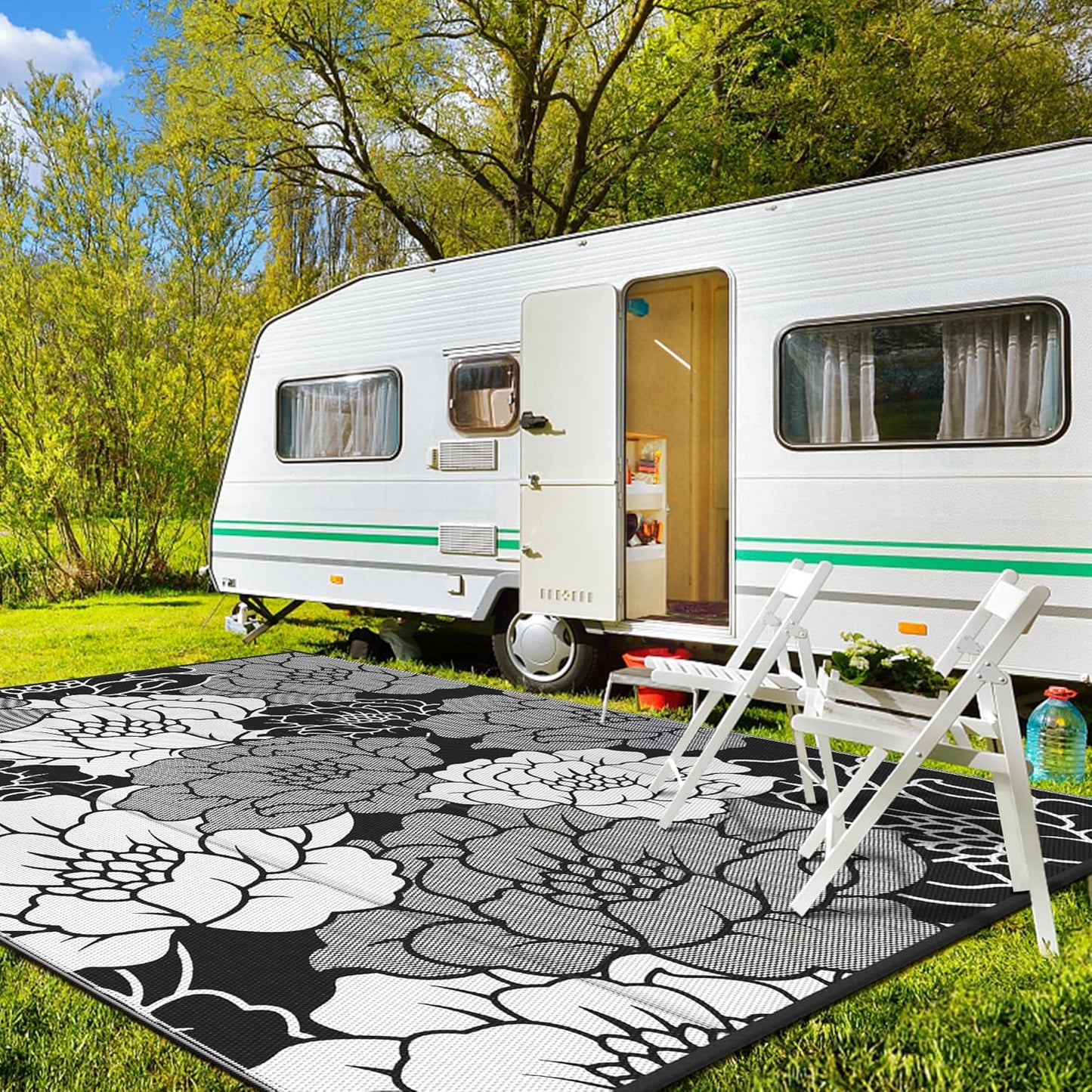 GENIMO Multi Floral Double Sided Waterproof Outdoor Rug