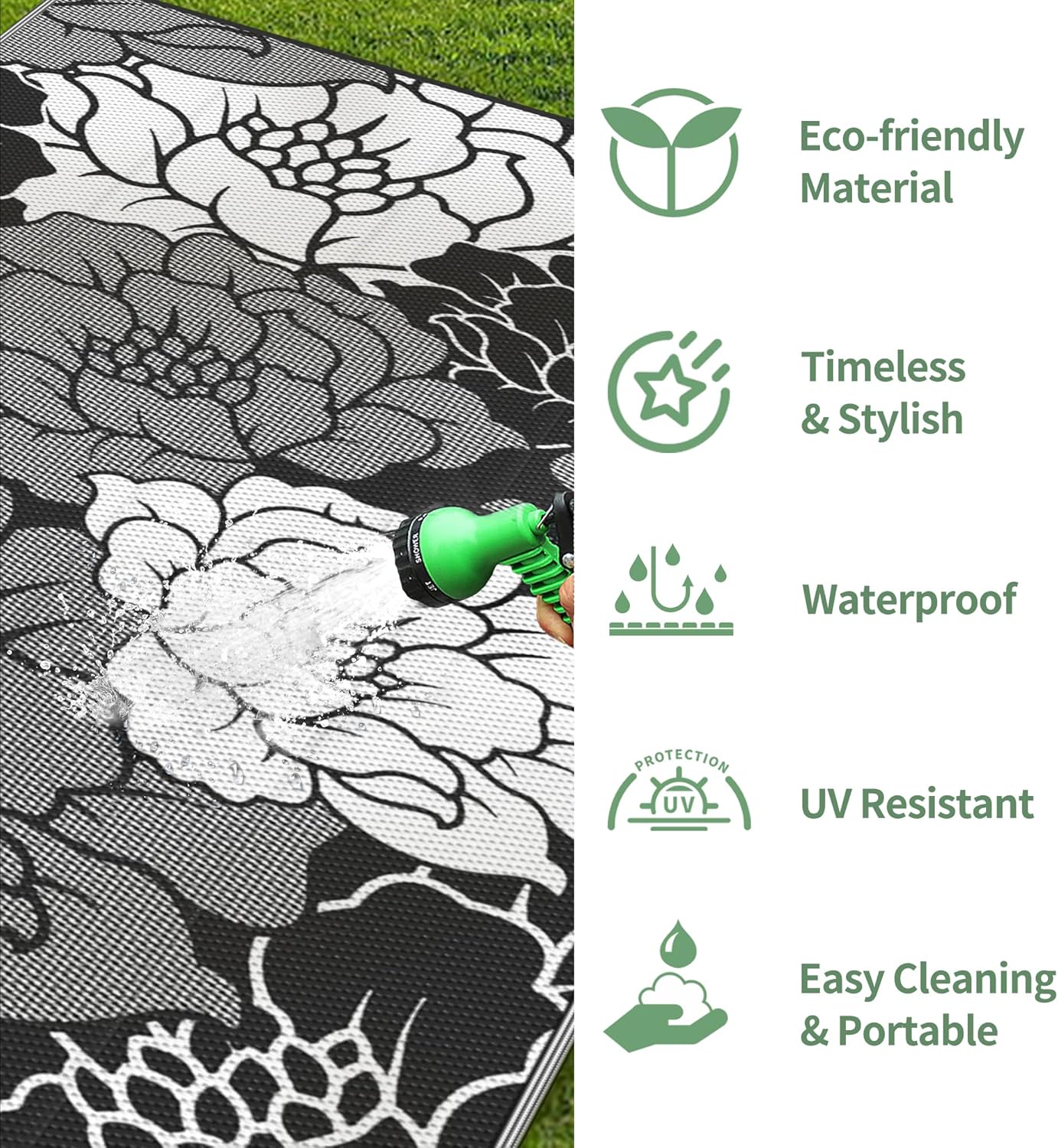 GENIMO Multi Floral Double Sided Waterproof Outdoor Rug